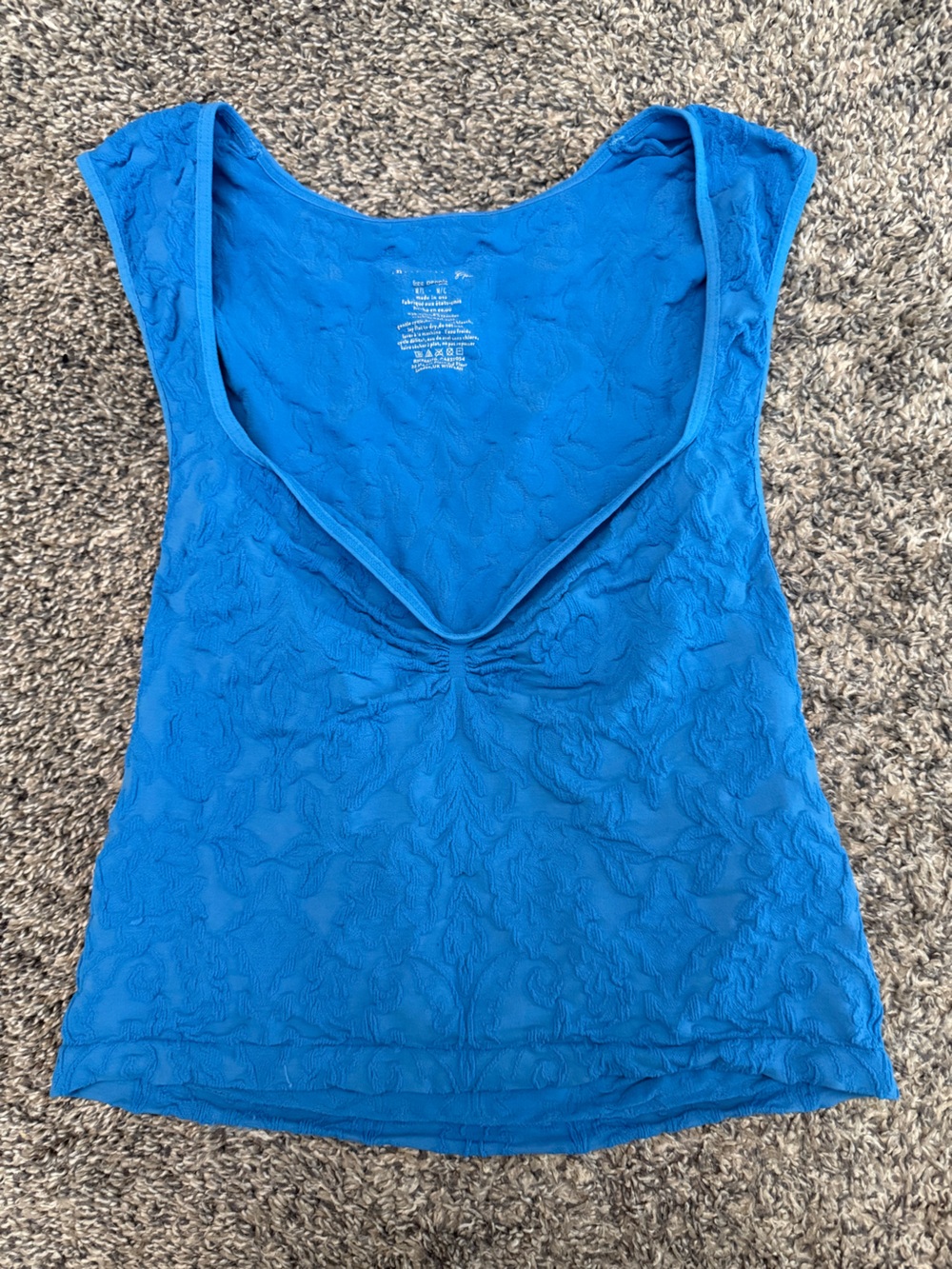 Free People Bright Blue Textured Tank Top